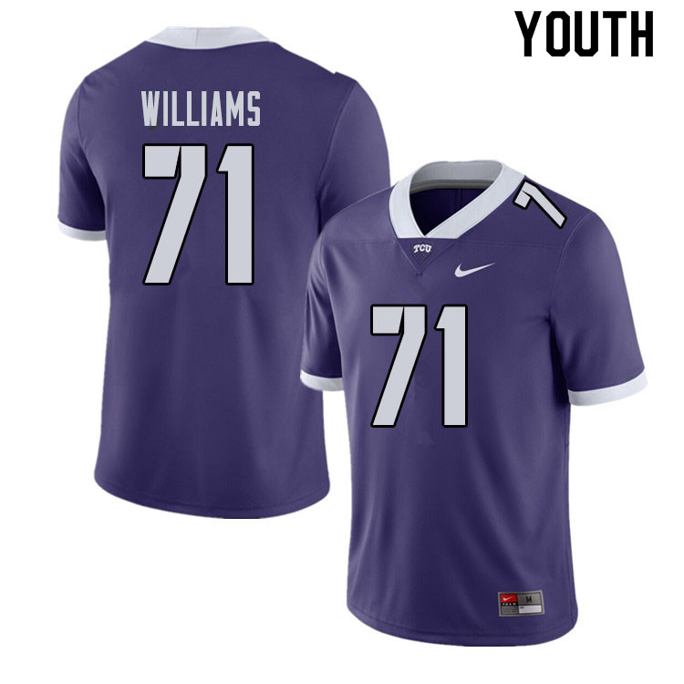 Youth #71 Marcus Williams TCU Horned Frogs College Football Jerseys Sale-Purple - Click Image to Close